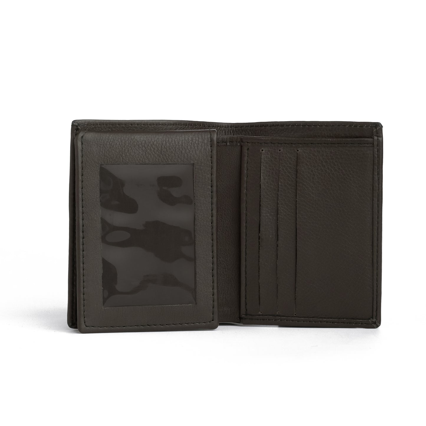 Book Style Leather Wallet - Dark Brown