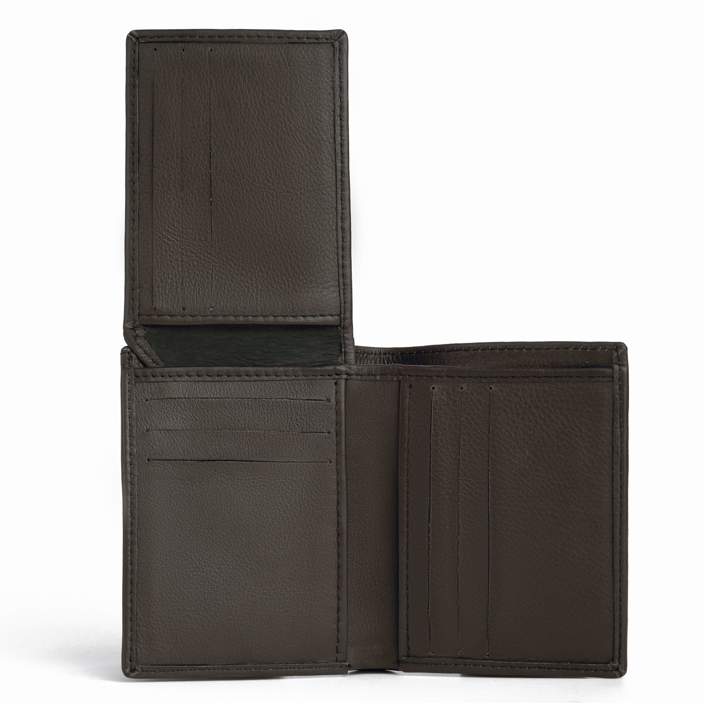 Book Style Leather Wallet - Dark Brown