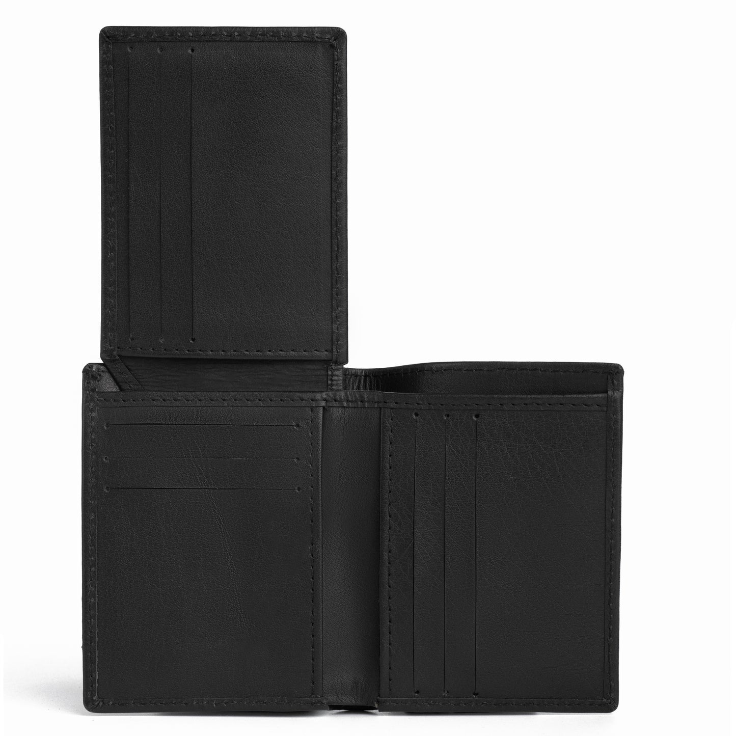 Book Style Leather Wallet - Plain Black