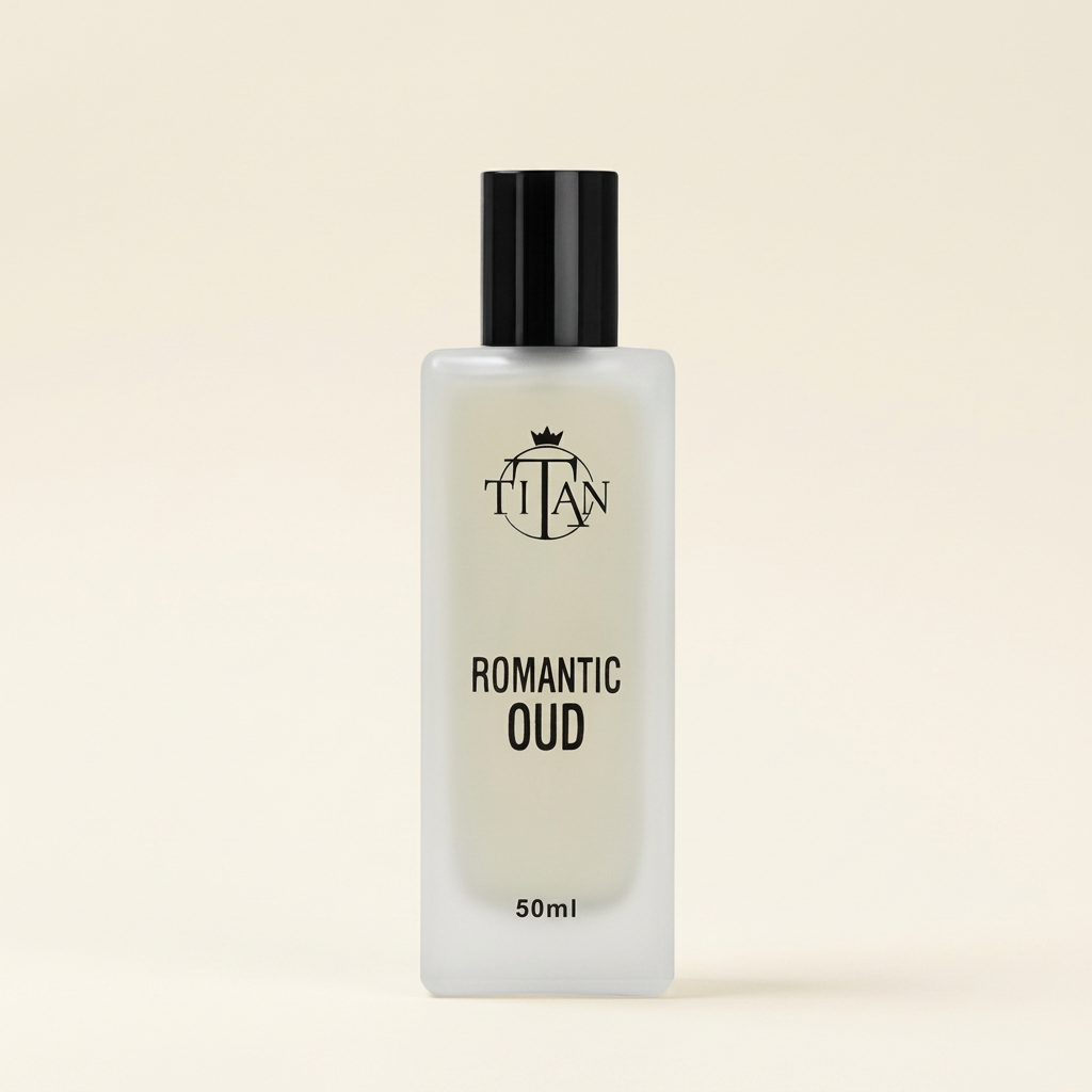 TITAN Romantic Oud 50 ml on a warm ivory background